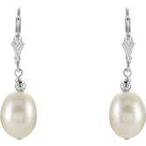 Sterling Silver 9-9.5 mm Cultured White Freshwater Pearl Earrings